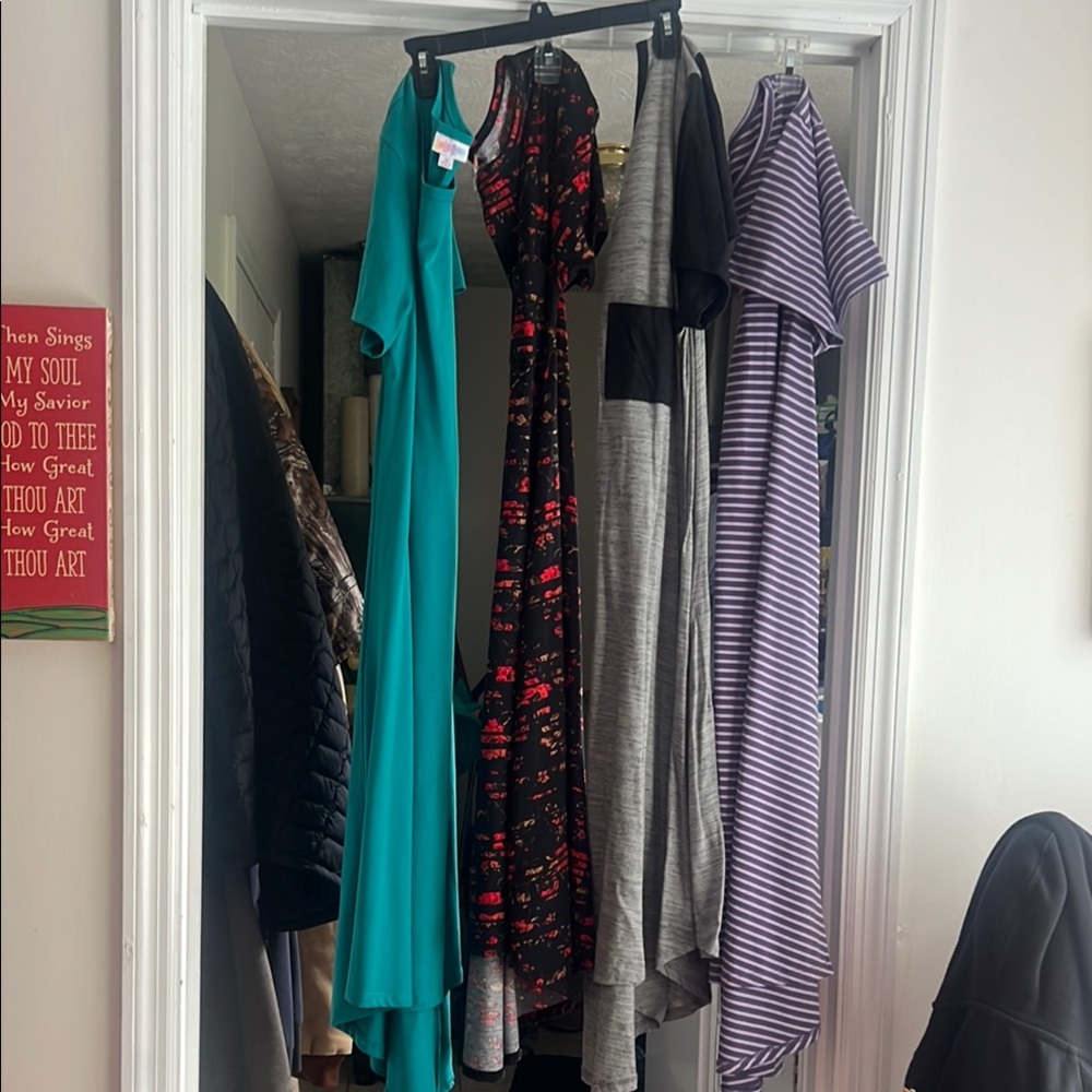 LuLaRoe Green and Blue High Low Sundress Short Sleeve Casual